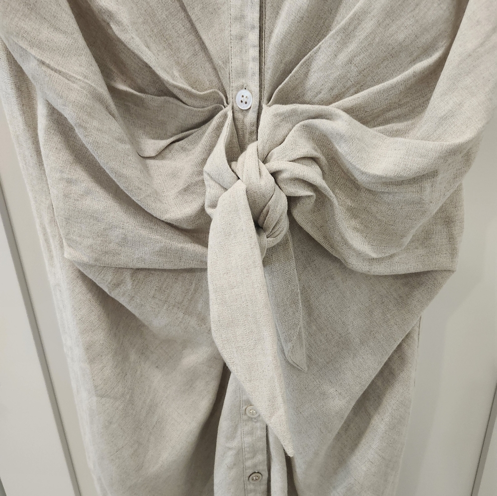 J. Mclaughlin Selena Linen  Sleeveless Knot Front Dress - Picture 5 of 10